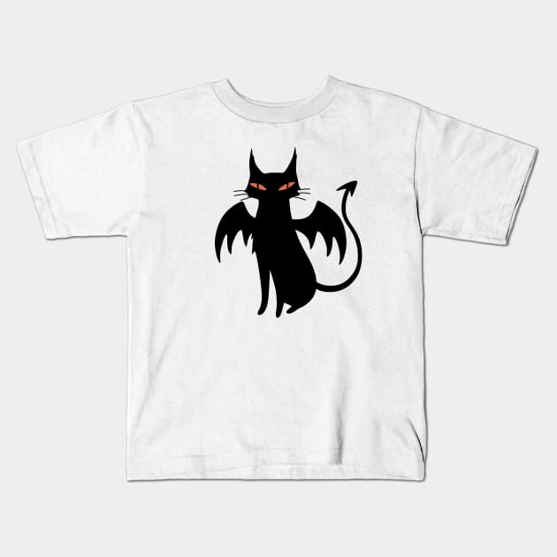 The spirits of the night: dark winged cat Kids T-Shirt by runcatrun